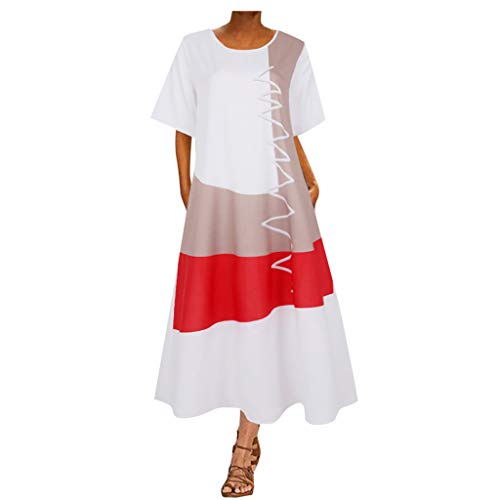 Dress for Women Casual, Women Maxi Dress Vinatge Boho Sun Dresses Party Casual Loose Sleeveless Tunic Tank Dress White