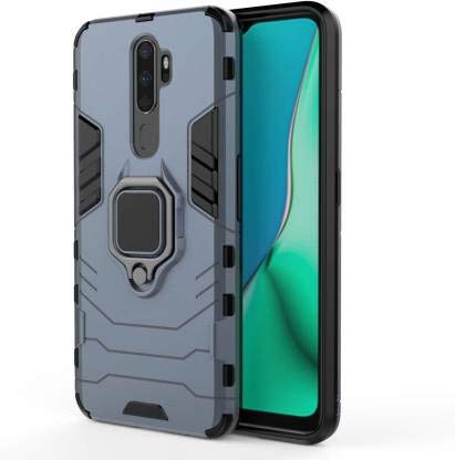 Glaslux Armor Shockproof Soft TPU and Hard PC Back Cover Case with Ring Holder for Oppo A9 2020 - Armor Grey