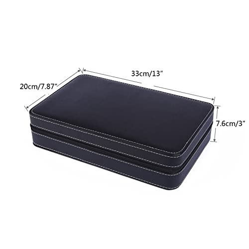 Boîte de rangement montre 12 bits étui portable cuir PU intérieur feutre doux - 7