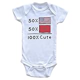 Really Awesome Shirts 50% American 50% Moroccan 100% Cute Morocco USA Flags One Piece Baby Bodysuit, 6-9 Months White