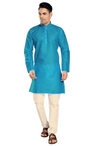 Image of DIVISIVE Men's Plain Cotton Blend Linen Slim Fit Kurta Pyjama Set
