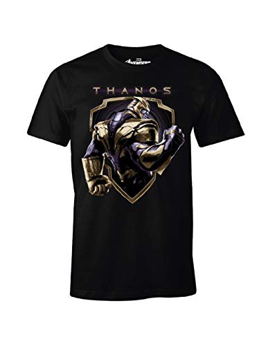 Image of Avengers Mens T-Shirt Thanos Crest Endgame Marvel Cotton Black - S