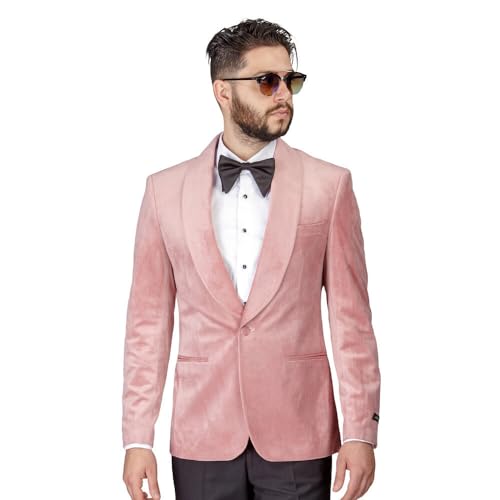AZAR MAN Slim Fit 1 Button Velvet Shawl Dinner Jacket