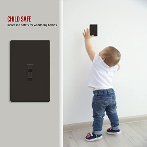 Image of ENERLITES Screwless Toggle Switch Wall Plate, Child Safe Light Switch Cover, Standard Size 1-Gang 4.68 inch x 2.93 inch, Unbreakable Polycarbonate Thermoplastic, UL Listed, SI8811-BR, Glossy, Brown