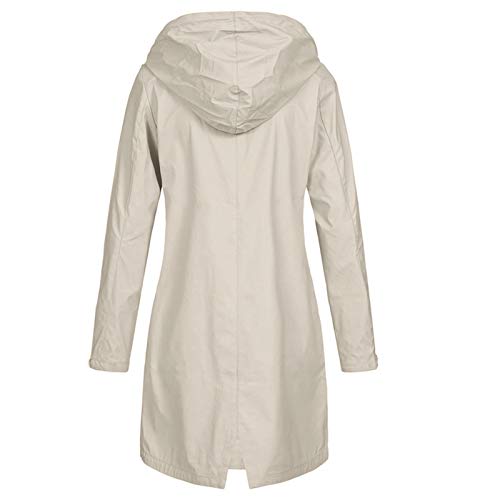 Vekdone Women Plus Size Raincoats Windbreaker Long Rain Jacket Lightweight Hooded Waterproof Outdoor Mountain Jackets(Beige,3X-Large) #TOP1