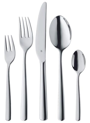WMF Boston Besteck Set 60-teilig für 12 Personen Essbesteck, Spülmaschinenfest, Edelstahl, Poliert und rostfrei, Monobloc-Messer mit langlebiger Schärfe, elegantes Essbesteck für Alltag und Gäste