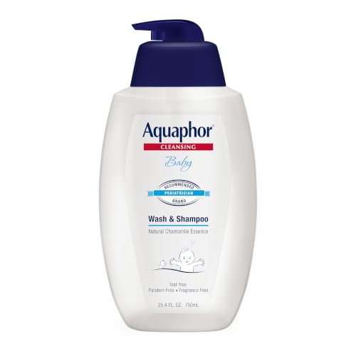 Image of Aquaphor Baby Body Wash and Shampoo, 25.4 FL OZ | Tear Free Shampoo and Body Wash for Baby, Gently Cleanses, Non-Drying and Fragrance Free, Pediatrician Recommended Brand