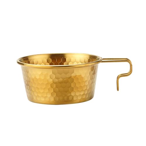 YueShengYCHUANG Camping Bowl Cookware Utensil Cooking Stainless Steel,Outdoor Dinnerware,with Handle for Hiking Beach Fishing Picnic Barbecue, Gold