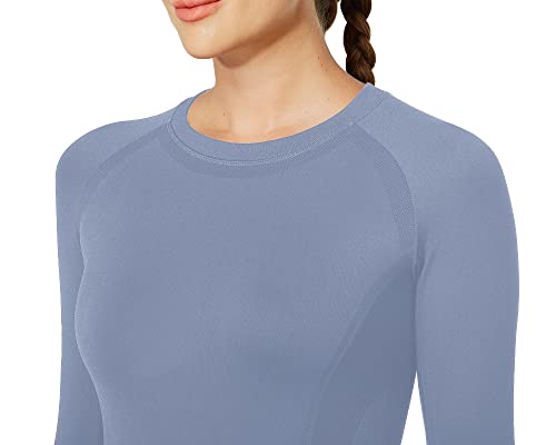 Image of MathCat Workout Shirts for Women Long Sleeve, Workout Tops for Women, Quick Dry Gym Athletic Tops,Seamless Yoga Shirts XS-XL