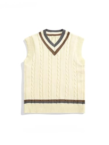 Men’S British Retro College Style Color Block V-Neck Knitted Sweater Vest Layered Sleeveless Wool Pullover Waistcoat2