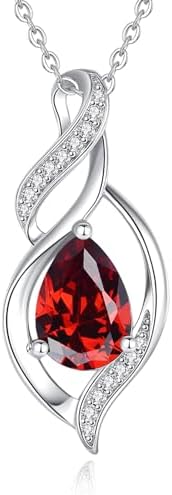 FANCIME Birthstone Necklace for Women Teardrop Necklace S925 Ster...