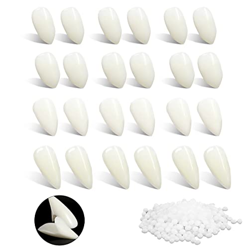 Euproce 12 Paare Vampirzähne Erwachsene Kinder 4 Größen Custom Fangs Vampire Zähne mit 3 Beutel Zähne Pellets Klebstoff für Cosplay Party Requisiten Halloween Party (13mm, 15mm, 17mm, 19mm) Cover