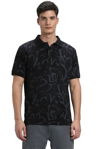 Image of Dennis Lingo Men's Cotton Printed Slim Fit Button-Down Short Sleeve Polo Tshirt