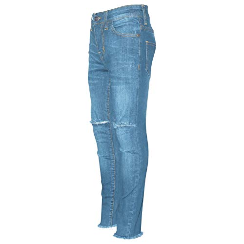 Kids Girls Stretchy Denim Ripped Faded Skinny - Jeans JN33 Light Blue._133