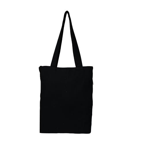 DANIOO-Canvas-Reusable-Cloth-Tote-Bag-With-Zipper-and-Inner-Pocket-For-Women-and-Girls-TravelBeachGiftCollege-Tote-bag-Pack-Of-1-Black