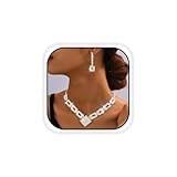 Fashband Crystal Bridal Wedding Jewelry Set Silver Rhinestone Necklace Earrings Sets Formal Costume Jewelry for Women and Brides (S-A, One Size)