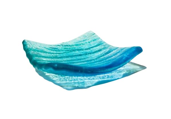 Seabed Glass Dish 10cm(4") in Turquoise/Blue - Handmade by Matt Adkins in Dorset, UK