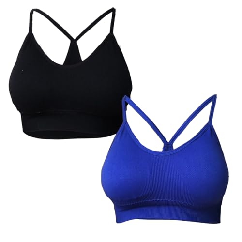 Kit 2 Top Sutiã Soutien Nadador Confortável Bojo Alça Fina (BR, Alfa, M, Regular, PRETO/BIC)