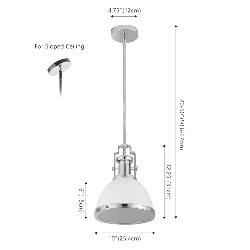 Image of JONATHAN Y Homer Industrial Dome Pendant 10 inch, White /Chrome