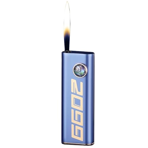 Encendedor metálico delgado azul, antiventilación, llama suave