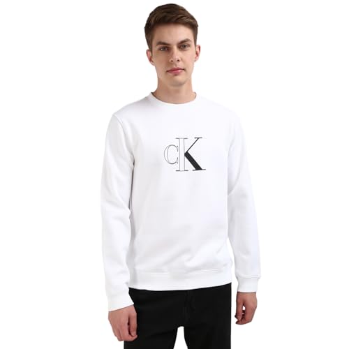 Sweat col rond homme Calvin Klein Outline Monologo noir pull mode urbaine J30j326034