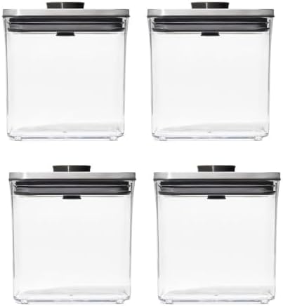 OXO Steel POP Container Short Rectangle - 1.7 Qt (Pack of 4) Airt...