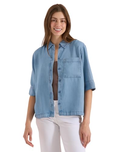Cecil Kurzarm Hemdbluse im Denim-Look