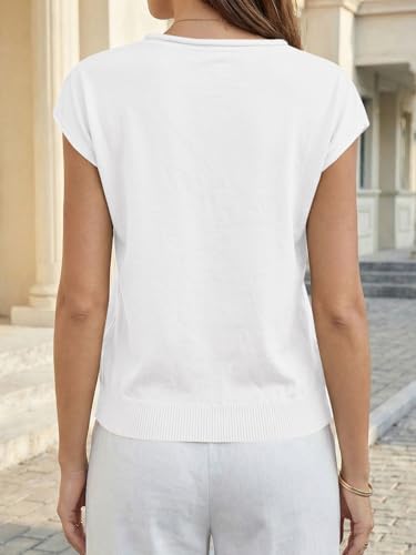 Image of UNCLECAT Womens Cap Sleeve Sweater Vest Summer Casual Button Down Lightweight Knit Sweater Cardigans