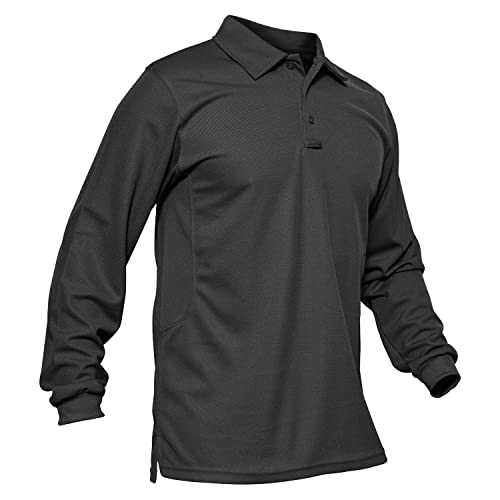 Work Polo Shirts for Men Long Sleeve Polo Shirts for Men T Shirts Golf Shirts Fishing Shirts Military Shirt Outdoor Shirt Golf Polo Shirt Quick Dry Shirt Men Casual Shirt Grey