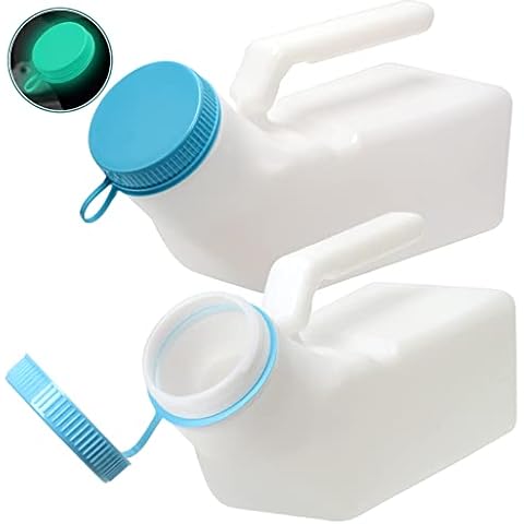 Tovee Upgraded Urinals for Men with Glow in The Dark,1000ml Thick Pee Bottles with Lid,Spill Proof Urinal Bottle for Car,Hospital,Elderly & Incontinence,2 Pack Cover