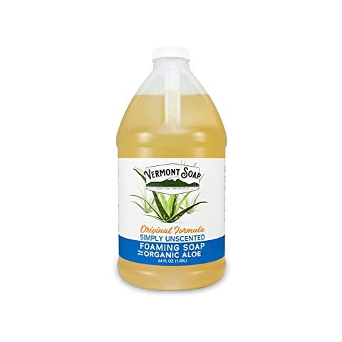 VERMONT SOAP Organic Unscented Foaming Hand Soap - Natural Moisturizing Soap for Dry Skin - Fragrance Free Liquid Bathroom Hand Soap - Simply Unscented - 64 oz Cover