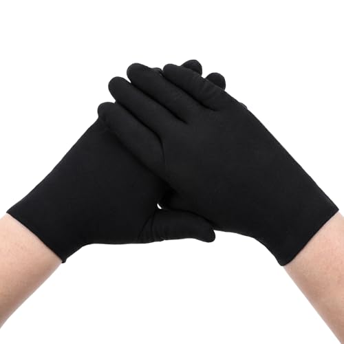 FdcLixuvol 6 Pairs Cotton Gloves Cotton Work Gloves Thin Cottons Glove Handling Glove Liners Men Thin Jewelry Glovees Black Cottons Glovees for Men Women Handling Jewelry Film Work Inspection