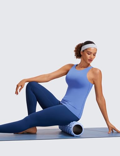 Image of CRZ YOGA Butterluxe High Crew Neck Tank Top | Light Support, Built in Bra, Removable Pads, Yoga, Extremely Soft, Racerback, for Women