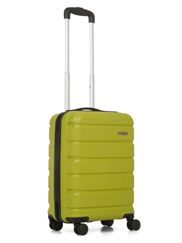 Image of Teakwood Unisex Trolley Bag, Hard Cabin Trolley Small, 55 CM Trolley Bag for Travel, Lock System 360 Degree 8 Rotating Wheel (S, Lime Green)
