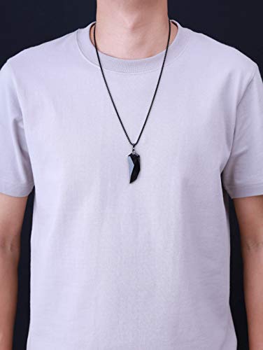 COAI Wolf Tooth Healing Crystal Necklace for Men - Black Obsidian & Golden Obsidian3