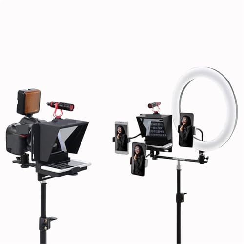 Image of Portable Teleprompter, Teleprompter Portable Prompter Smartphone for News Interview from Speech DSLR Cameras Mobile Phone with Remote Control,for Streaming(Phone Version)