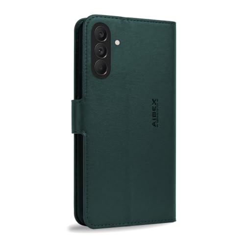 Image of AIBEX Compatible for Samsung F70 Pro 5G / Samsung M47 5G / Samsung A27 5G Flip Cover Leather Finish | Inside TPU with Card Pockets | Wallet Stand | Complete Protection Flip Case Green