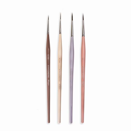 Image of Stationerie Wood Handmade Soft Aqua Long Synthetic Hair with Stainless Wire Ideal for Art Paint, Watercolor, Quill, Oil Acrylics (Vintage Short Liner)