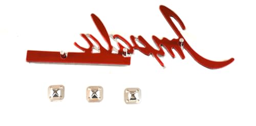 Image of Pair New Impala Custom Script Emblem Coupe Rear Sail Panel Badge Replacement for 1971-1976 Impala (Red), EI-#+#-1