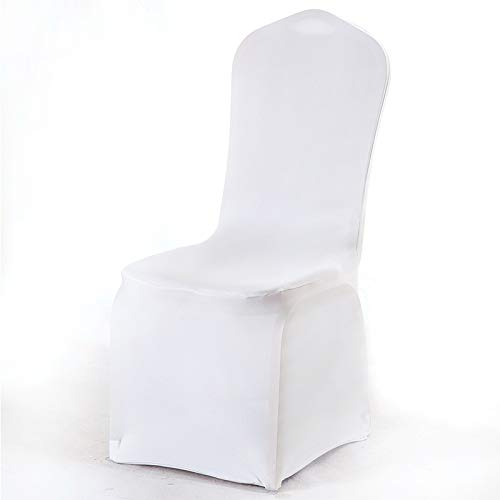 Lot de 100 housses de chaise élastiques lavables pour mariage, banquet, cérémonie, hôtel, salle à manger ou fête Blanc