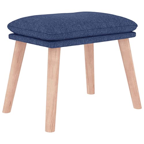 Reposapiés azul de tela elegante banqueta acolchada rectangular 2