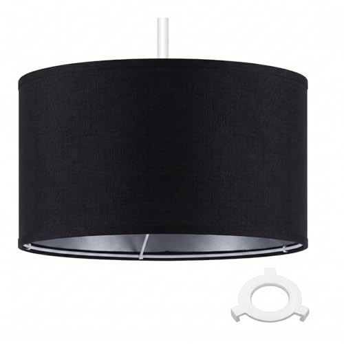 Weewooday 8 Inch 1 Set Fabric Lampshade for Ceiling Lights Table Lamps and Floor Lamps with E27 to E14 Adapter Ring Modern Linen Lamp Shades for Living Room Bedroom Home Decoration (Black)