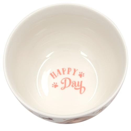Depesche 13867 TOPModel Fur ever Friends - Müslischale in Weiß, mit Model Motiv, Hunden, Katzen und Gold, Schüssel mit Innenschrift 'Happy Day'