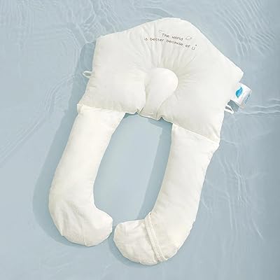 Generisch Seitenlagerungskissen Atmungsaktives Weiche Kissen 72 x 45 cm Ganzkörper Stützkissen U Form Hug Kissen Verstellbare Kopfstützkissen gegen Plattkopf Abnehmbar und Waschbar Weiß