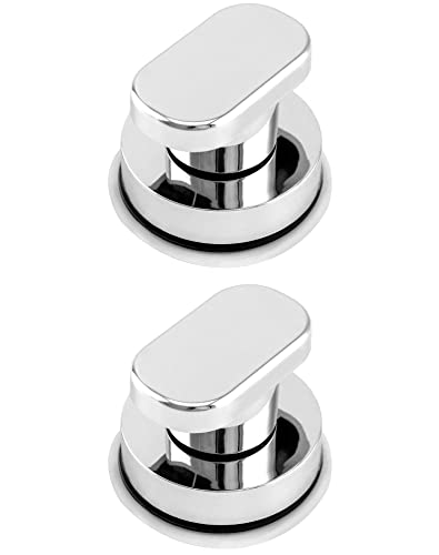 QWORK 2PCS Powerful Suction Cup Handle Swivel Pull Handle Non-Marking and Punch-Free Door Knob for Drawer Wardrobe Bathroom Refrigerator Toilet Lid - Silver
