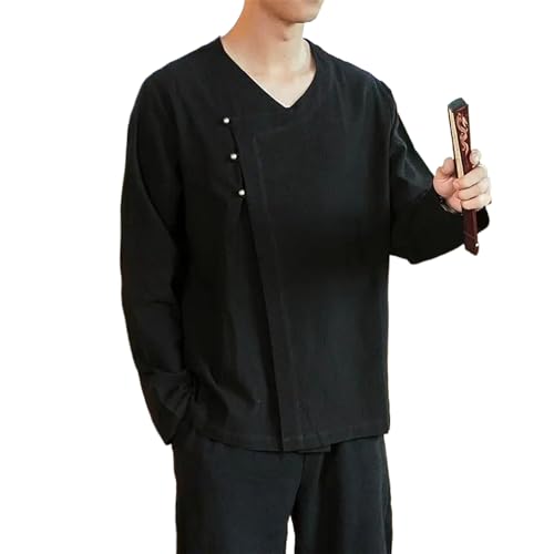 T-shirt manches longues homme coupe ample yukata pour éliminer les hauts inconfortables