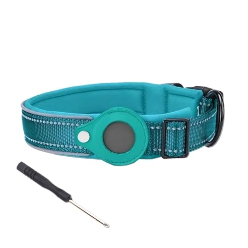 迷子防止犬用首輪 防水エアタグ保護ケース 反射ペットネックレス 大型アクセサリー(Blue,XL (3.0x48-55cm))