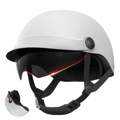 Yonuaret Casco con Visera, Ideal para Scooter, Scooter, ciclomotor, Moto, Casco de Moda, cómodo para Hombre y Mujer, Gris