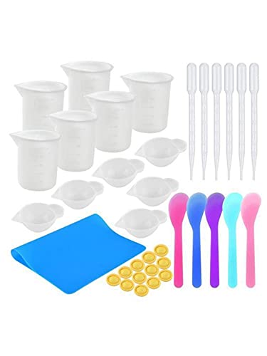 YSJJEFB Harzformen 36. IN 1 Silikonwerkzeuge Set mit Nonstick-Mat-Pad Große Messbecher for DIY. Schmuckhandwerk, das… – Bild 7