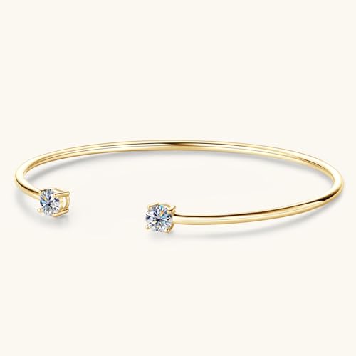 Moissanite Cuff Bracelet for Women, 1.0cttw D Color VVS1 Round Moissanite Bracelet fit 7" Below Wrist, 925 Silver Open Bangle for Wife or Mom Birthday Gifts4